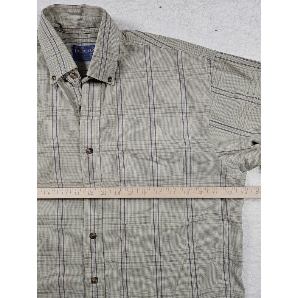 Pendleton Button Down Shirt Mens Medium Beige Pla… - image 6